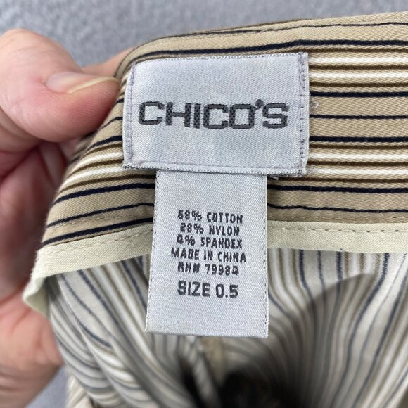 Chicos Pants Womens 0.5 US 6 Brown Striped Stretch Wide Leg Stretch Capri Casual - Picture 6 of 12